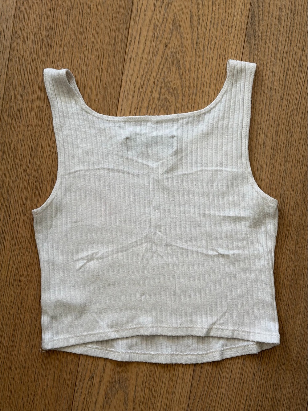Reformation Cream Ribbed Square-Neck Tank Small - Picture 2 of 3